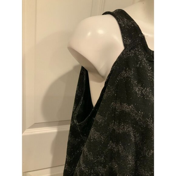 by Anthropologie Black & Metallic Silver Shimmering Tank Top, Size XS - Picture 3 of 9